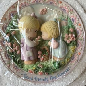 New Precious Moments Two Girls With Flowers Plate